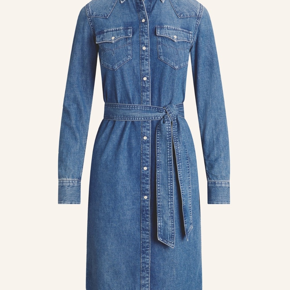Ralph Lauren Blue Long Sleeve Cuffed Shirt Dress
